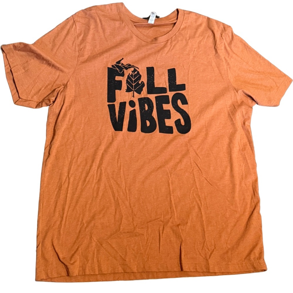 Fall Vibes Michigan Burnt Orange Bella + Canvas‎ 2XL Graphic Tee Shirt